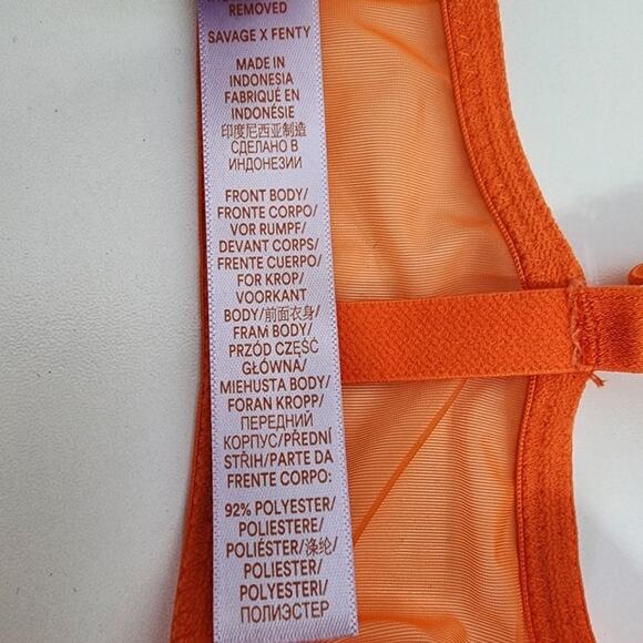 Savage X Fenty Sharp Satin Bra Spicy‎ Orange Size 38C - Picture 11 of 12